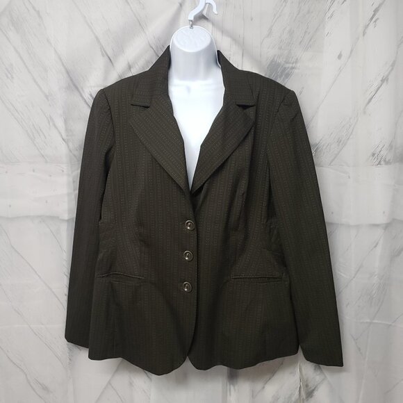 NWT Sharagano Olive Striped Blazer Office Casual Boho Minimalist 18 - Picture 11 of 11
